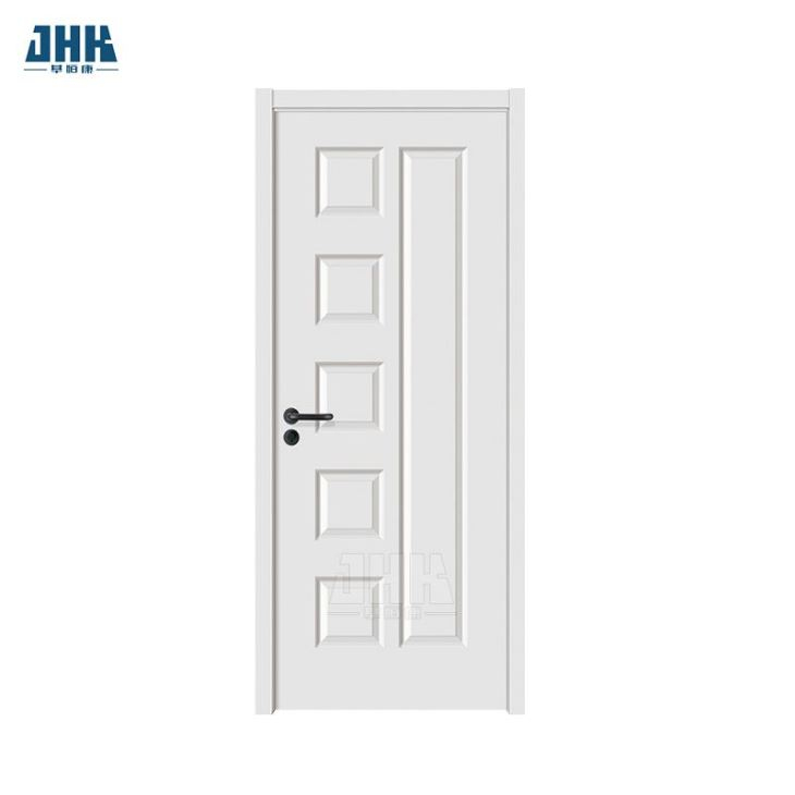 Porte HDF moulée intérieure à noyau creux d'apprêt blanc de conception simple d'appartement pré-suspendu